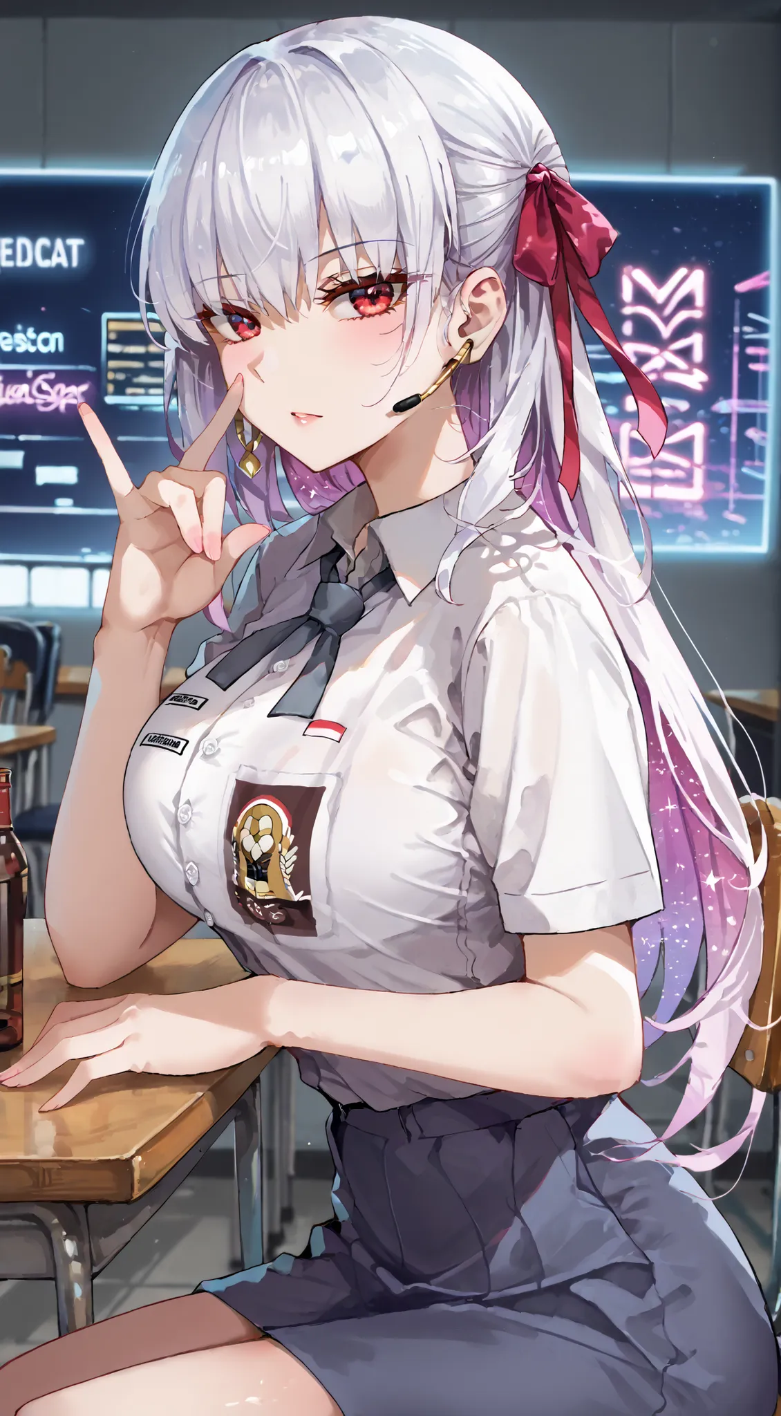 score_9, score_8_up, score_7_up, source_anime, 4K,perfect fingers,(perfect hands, perfect anatomy),prefect lighting, very aesthetic, intricate details,highly detailed background, masterpiece, high quality, best quality,
fatekama, kama, hair ribbon, red eye...