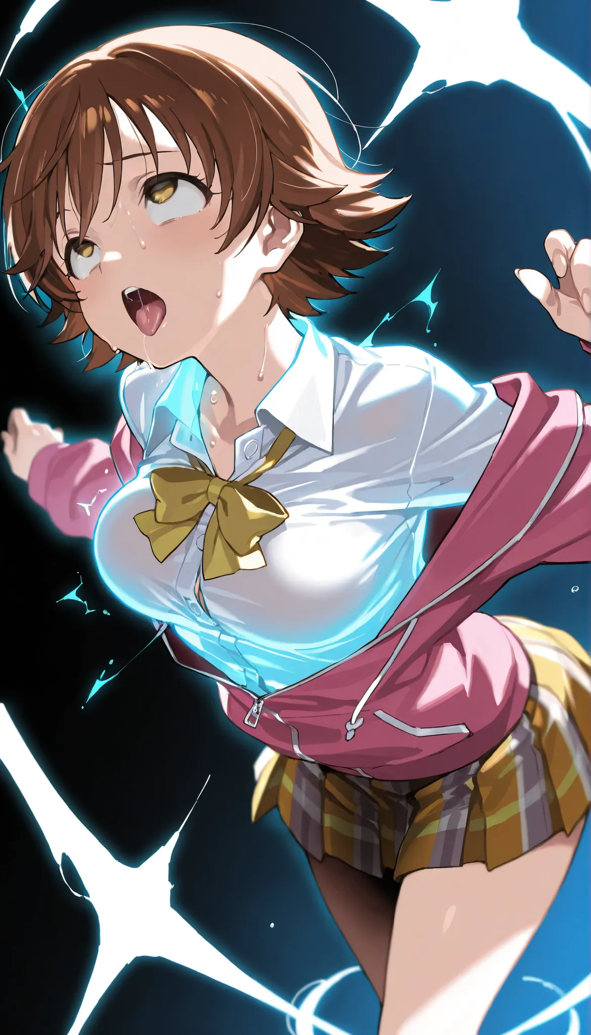 {masterpiece,best quality } { }
BREAK
{ IdolM@ster_Artstyle_LoRA : Anime_artstyle_Lora : : NSFW , }
BREAK
{ 1girl , honda mio, 1girl, solo, brown hair, brown eyes, short hair, pink jacket, white button shirt, , skirt}{ , slender body : medium breast : ...