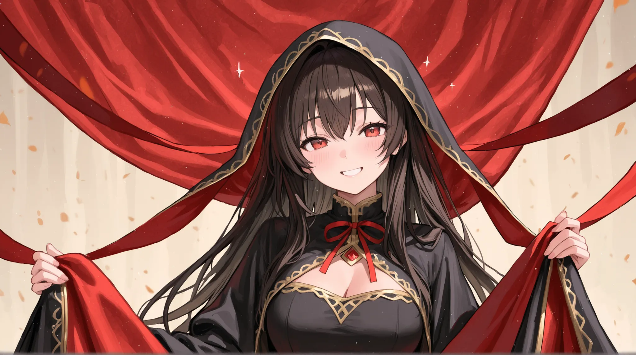 womanhood, cloth, long ribbon, Smiling,