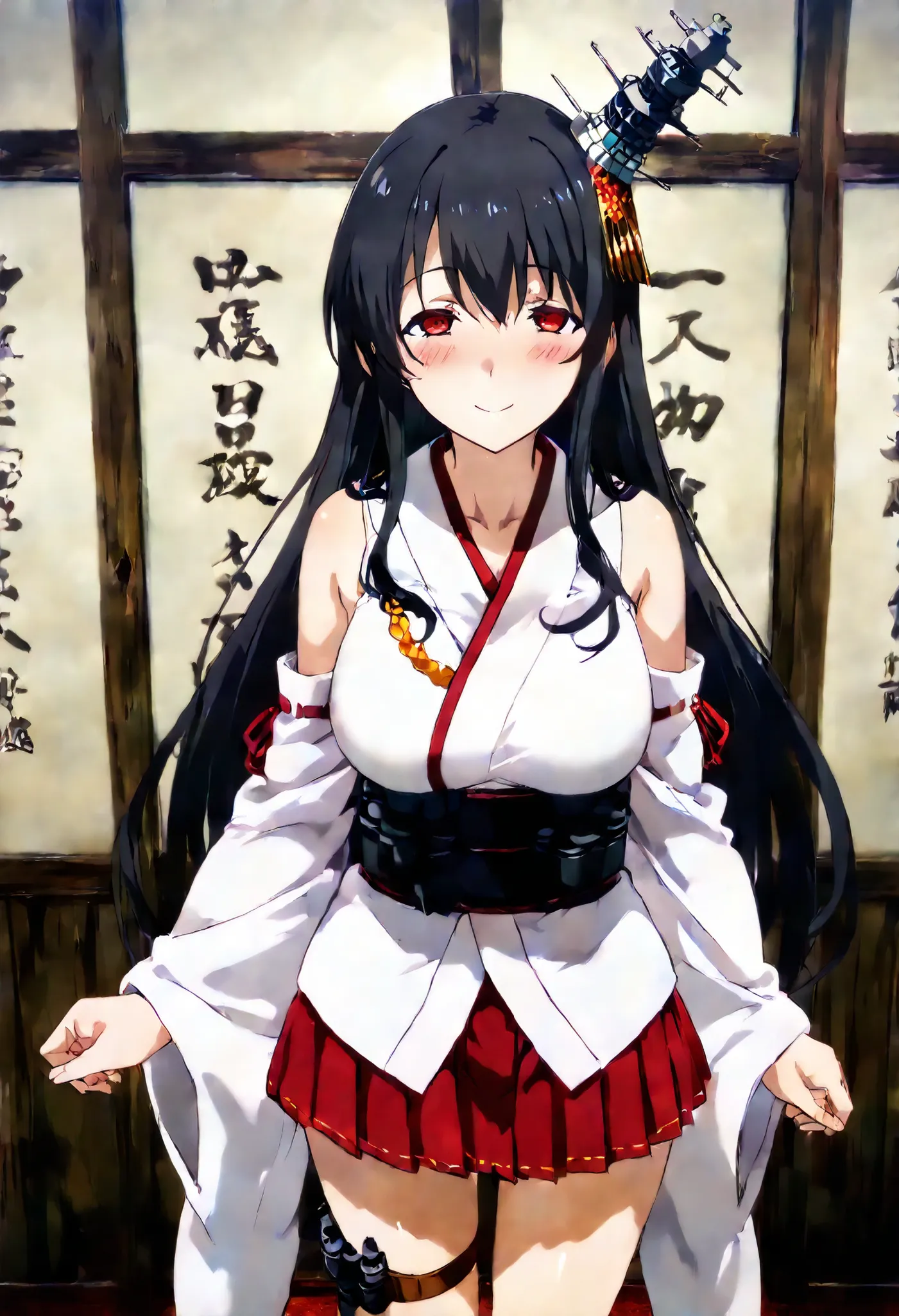 Fusou (Kantai Collection))
one girl, solos, Disgusting Smile, false smile, detailed skin, Blush,
SCORE_9,SCORE_8_UP, SCORE_7_UP, Source_Anime, masterpiece, Top quality, Official Art, Official style, game CG, megami magazine,
fusou-kc, red eyes, lon...