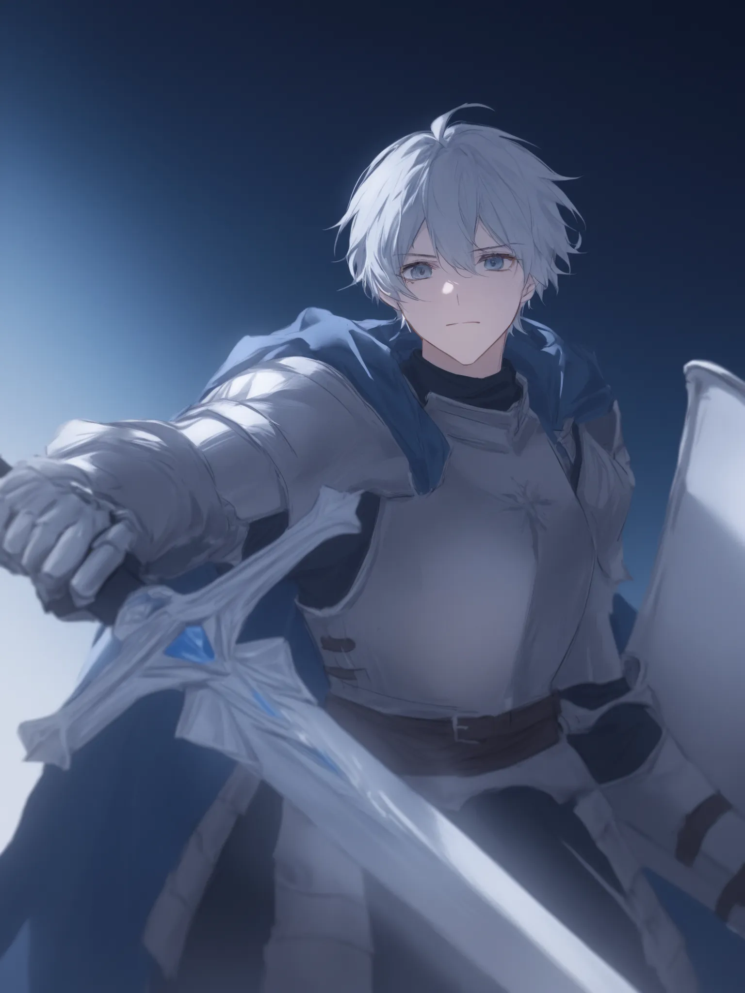 was a knight wearing a shining silver shield. His sword was fond of a heavenly blue light. There was a strong anger at the light, and his eyes were unwavering in them.
The knight of light, Joshan!