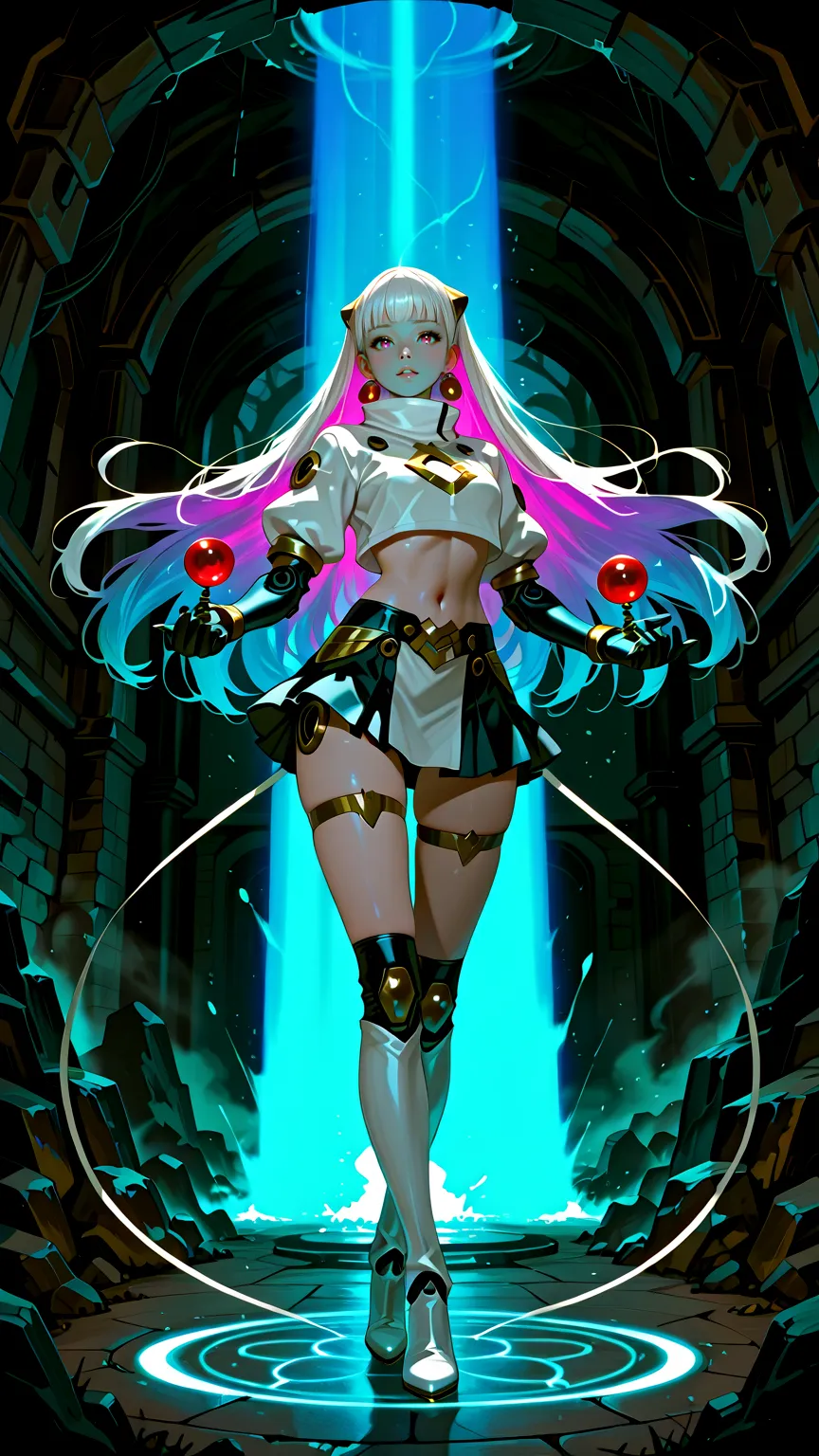 (Very refined),Extremely twisted ruler Ancestor Ubo＝Sasura girl is,fine,Very thin ,It is characterized by a primitive and never-before-seen face with dark gray eyes,(tall),(166cm:1.1),BREAK On top of a very large bust with a voluptuous figure,toned body,(Tight Lower Stomach),(Several atomic spheres revolving around the body),(Thick toes and soles:0.9),Smooth and shiny pure white skin,BREAK (silver,White Gold,Platinum Color ,multicolor,Gradient Colored Hair Girl),Ancestor long hair,Flat Bangs,BREAK (壮大な白金とPlatinum Color の原型質とても柔らかい金属で構成されたアブサードレスコーディネート),(Ultra-precise body joints all have atoms and Aurora-style clothing),Ancestor atom super long ribbon,BREAK latest inner ball shirt,(Inner detailed Aurora A-line skirt:1.15),Atomic Ancestor thick knit thigh-high socks,(Ancestor long boots with a strange shape),Atomic sphere earrings,BREAK (Ancestor makeup:0.8),(Damp cave background in the wilderness:1.3),(Atom manipulator pose:1.2),Dynamically manipulate a sphere,(Giving off aurora beam rays),(long distance angle),(Rim lighting),BREAK (God's miracle masterpiece:1.2,BREAK Highest quality,high quality:1.2,Unity 8k)