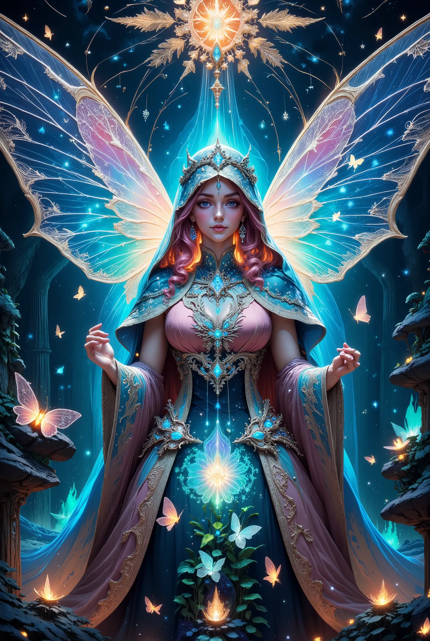 Beautiful Image of the Sorceress Girl, Она Одета в Великолепное Perfectе Платье Ее Жесты рукой рисуют на небе прекрасные узоры, She's as gorgeous as ever, and her Beautiful Body Movements amaze, Beautiful magic happens with magic, Gorgeous and Beautiful Wi...