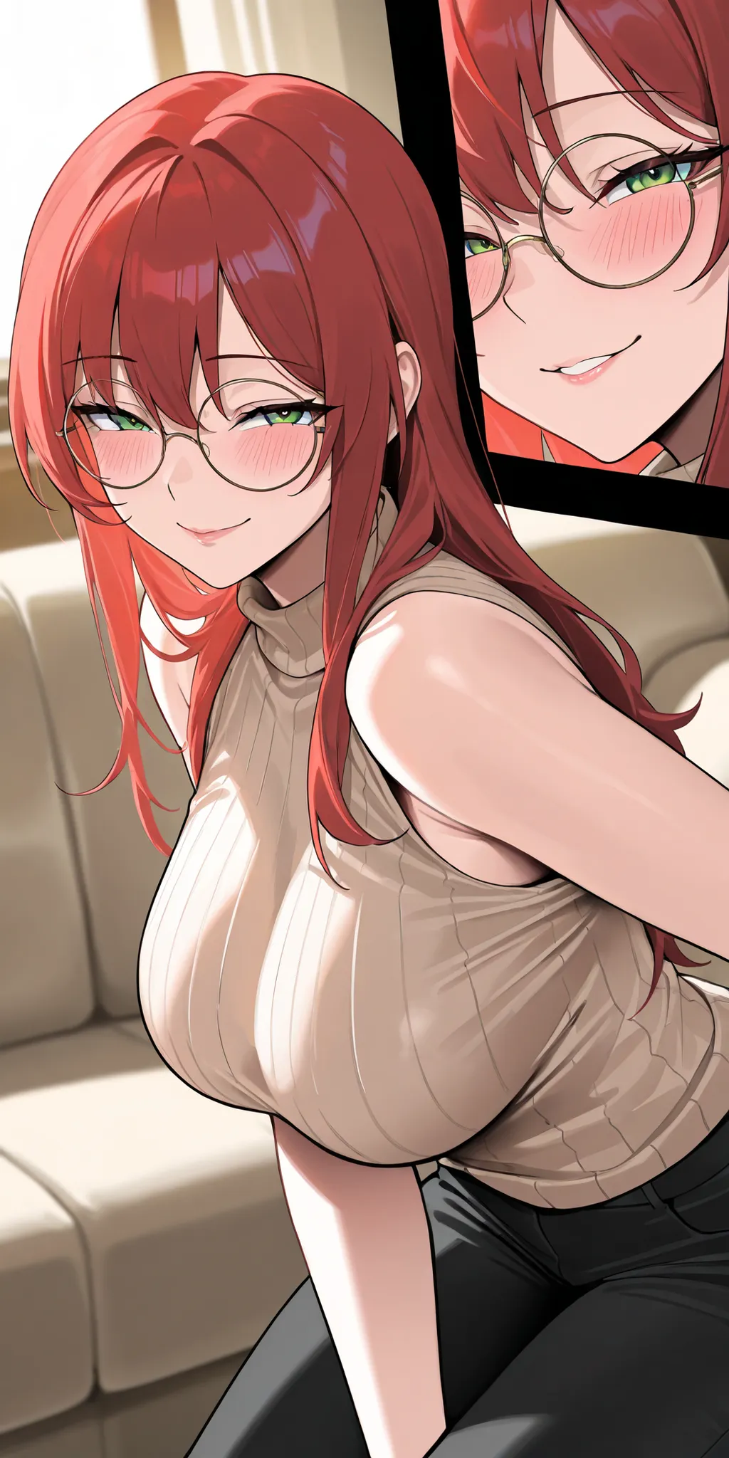 score_9,score_8_up,score_7_up, 1girl, (looking horny), anime, 18 year old, beautiful and perfect face, beautiful, blush, large breasts, large breasts, 1 girl, large breasts, Describe precise shapes, beautiful  face, expressive eyes, clavicle, lips, slicked...