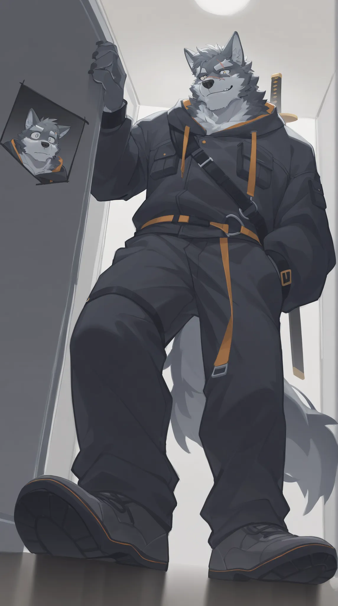 1 boy,animal ears绒毛,animal ears,paw,furry,grey fur,Eyes,Absolute Territory , Black,wolf boy, sword front nose ,Light_Eyes,furry尾巴
BREAK Konya Karasue,
Groundbreaking Masterpiece,best quality,amazing quality,Very beautiful,ridiculous,shiny Eyes,Tilted head,...