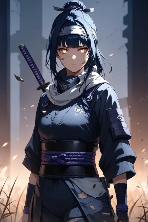 ((masterpiece)), ((RAW 8K)), ((anime-real fusion)), ((hyper-realistic lighting)), ((cinematic shadows)), ((hyper-detailed skin and fabric textures)), ((dark cinematic tones)),

Hinata Hyuga as a rogue ninja, full-body or waist-up portrait, fierce and stoic...