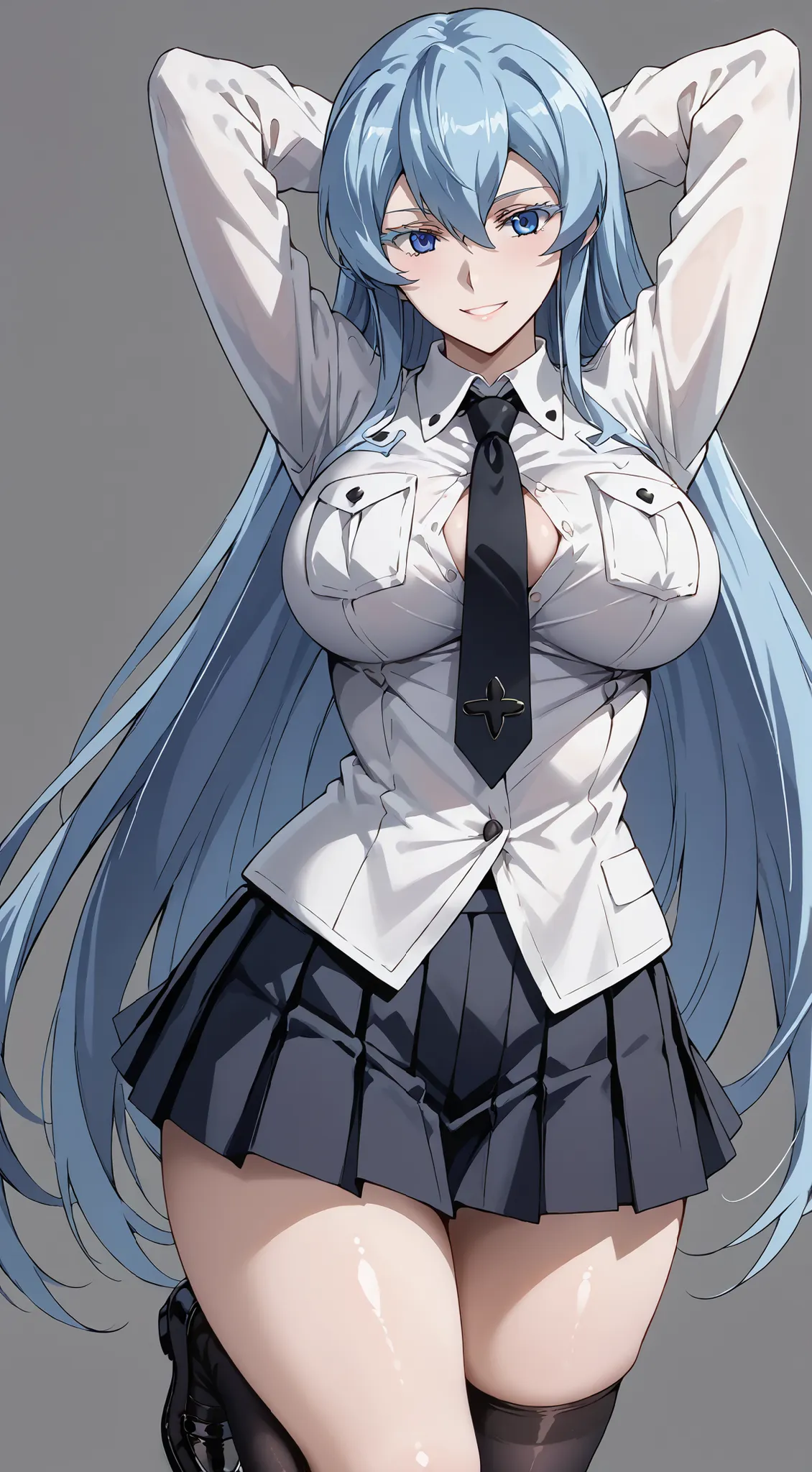 score_9, score_8_up, score_7_up, source_anime, 4K,perfect fingers,(perfect hands, perfect anatomy),prefect lighting, very aesthetic, intricate details,highly detailed background, masterpiece, high quality, best quality,
esdeath, blue eyes, blue hair, long ...