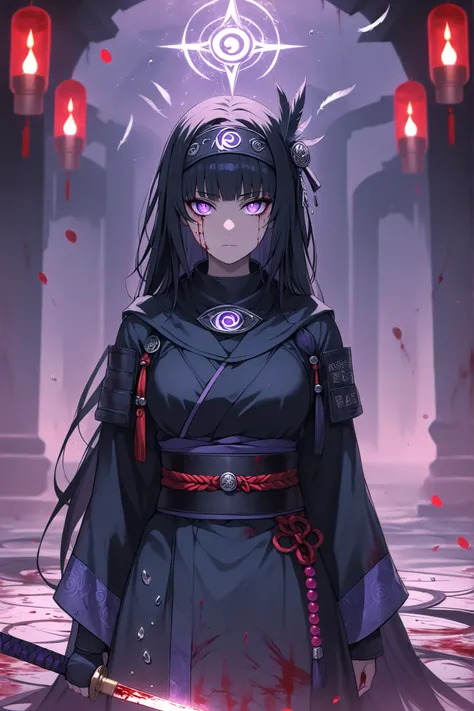 ((masterpiece)), ((RAW 8K)), ((anime-real fusion)), ((dark cinematic lighting)), ((gritty photorealism)), ((ritualistic symbolism)), ((hyper-detailed textures)), ((occult ninja aesthetic))

Hinata Hyuga as a blood ritualist sorceress, full-body or half-bod...