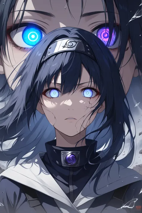 ((masterpiece)), ((RAW 8K)), ((anime-real hybrid style)), ((hyper-detailed facial expression)), ((mystical photorealism)), ((haunting eye detail)), ((soft cursed chakra glow))

Hinata Hyuga as Eyes of the Forgotten, a forgotten shinobi whose gaze alone sev...