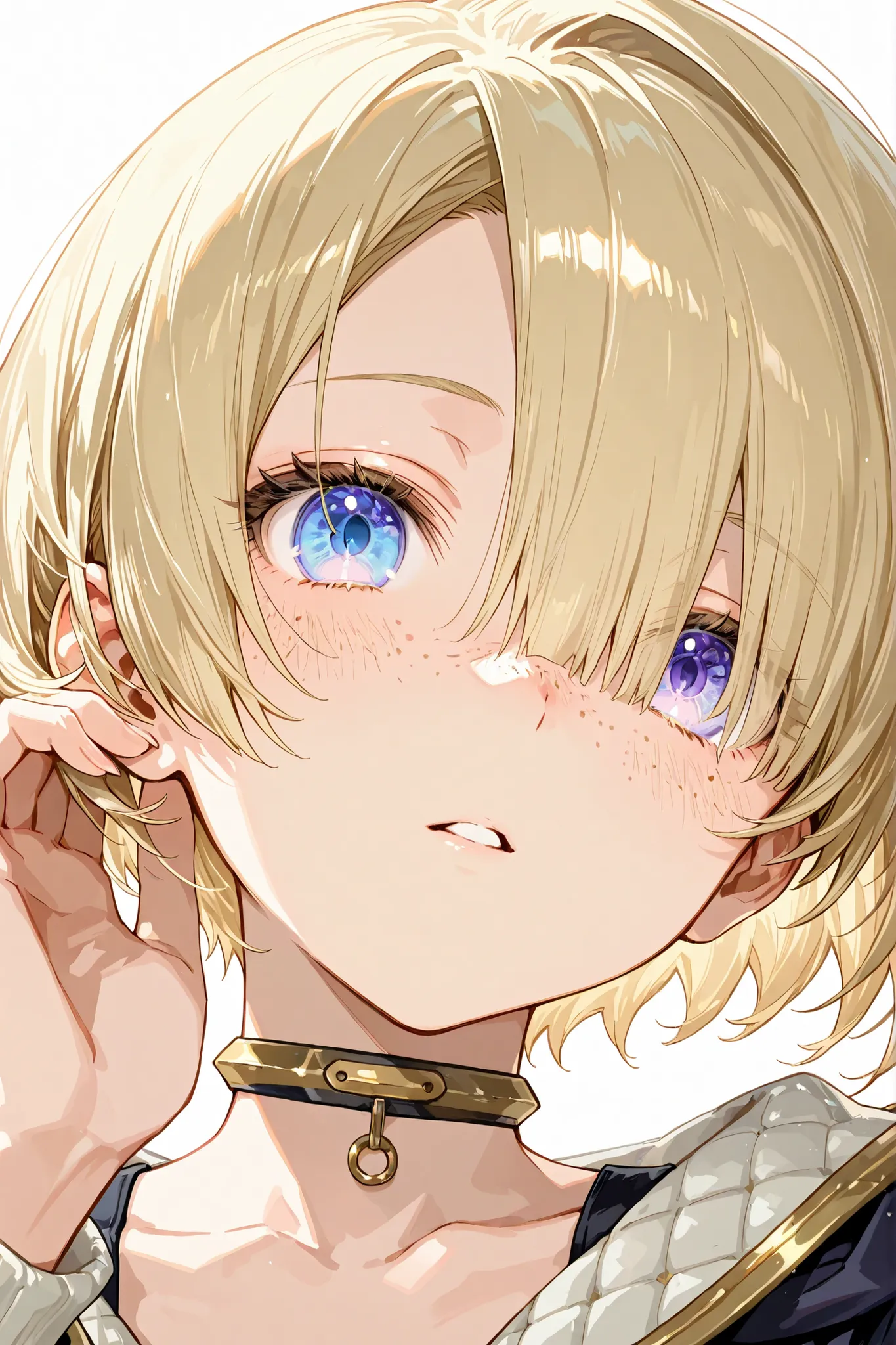(( 1 personの少年)),otokonoko,soio,1 person,gensin,Furimine,FREMINET,freckles,White Background,high quality,High Definition,official art, extreme close up,Beautiful eyes,Pretty Eyes,gradation eye