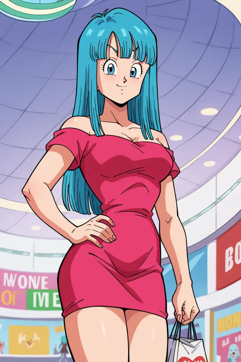 score_9, score_8_up, score_7_up, score_6_up, score_5_up,score_4_up BREAK retro artstyle,  maron, 1girl,solo, cowboy shot, aqua hair, blue eyes, bangs, long hair,pink short dress, off shoulder, short sleeves, mall, shopping center,indoors,ceiling light,contrapposto,looking at viewer,hand on own hip,holding shopping bag,smug, from below <lora:MaronPony:1>