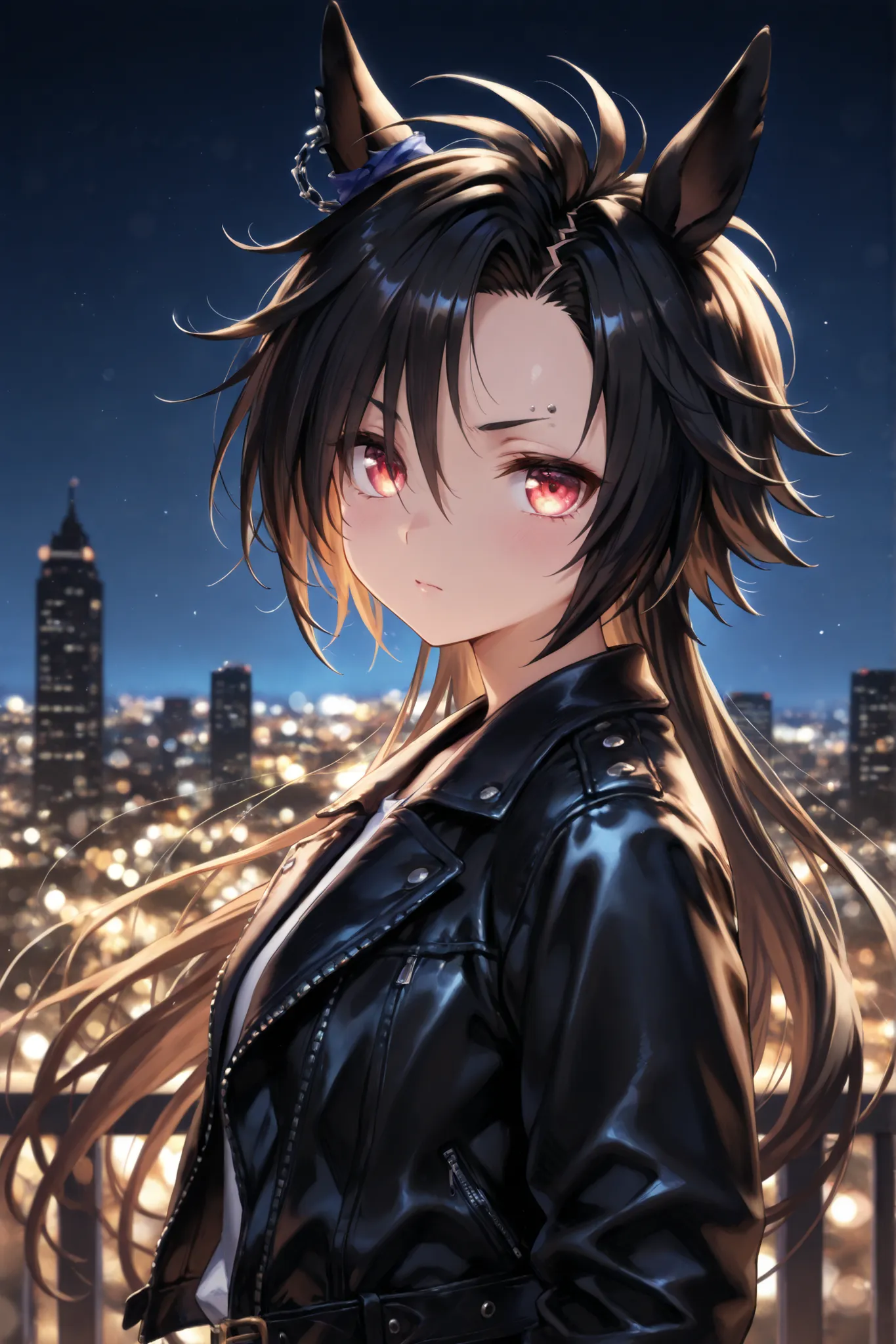 masterpiece, Top quality, Amazing Quality, very beautiful, high resolution, 非常にhigh resolution, Newest, 1girl, Abstract Artwork , Floral Artwork, Vivid Backgrounds, (face focus:0.7)masterpiece、air shakur \(umamusume\)、A dramatic anime-style bust-up portrai...