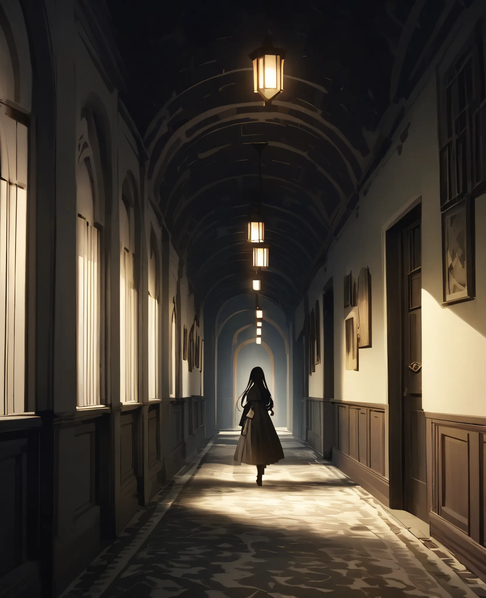 Dari luar, the inn building looked ordinary. But from the first night, Tania felt something strange. The lights of her room often dimmed on their own, and every midnight there was the sound of footsteps in the hallway—when all the other rooms were empty.