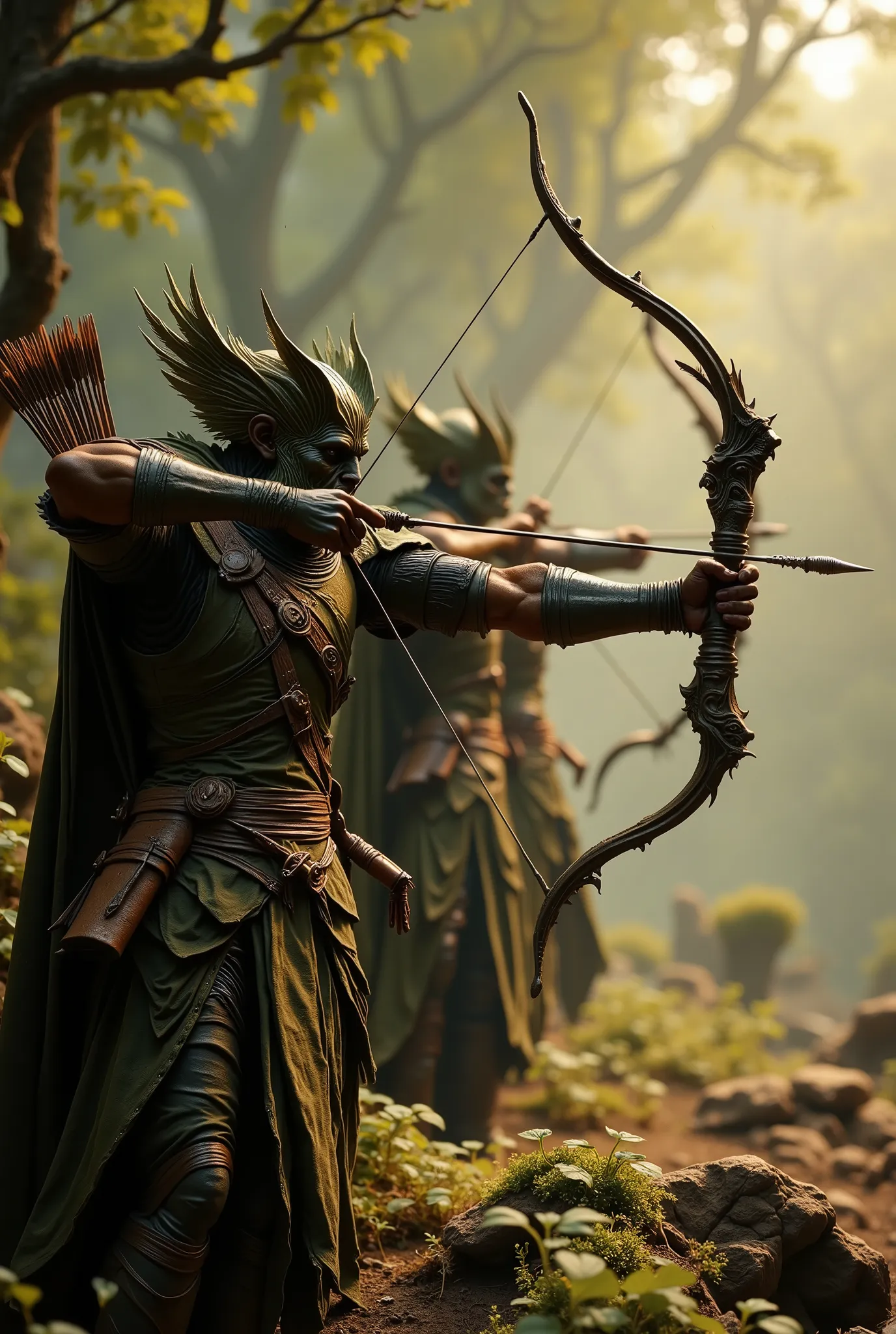 ((RAW Photo), absurd, (absurdresolution)), masterpiece, best quality, (Extremely detailed 8k unity CG wallpaper), (best illustration), (best shadow), Realistic lighting, beautiful detailed glow, ((FULL BODY)), (((Photographic Perspective)), three forest ar...