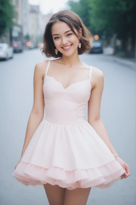 1 girl、Standing、from the front、Young lady、embarrassing、Smiling、Dress Up、masterpiece、Top quality、Uncorrected