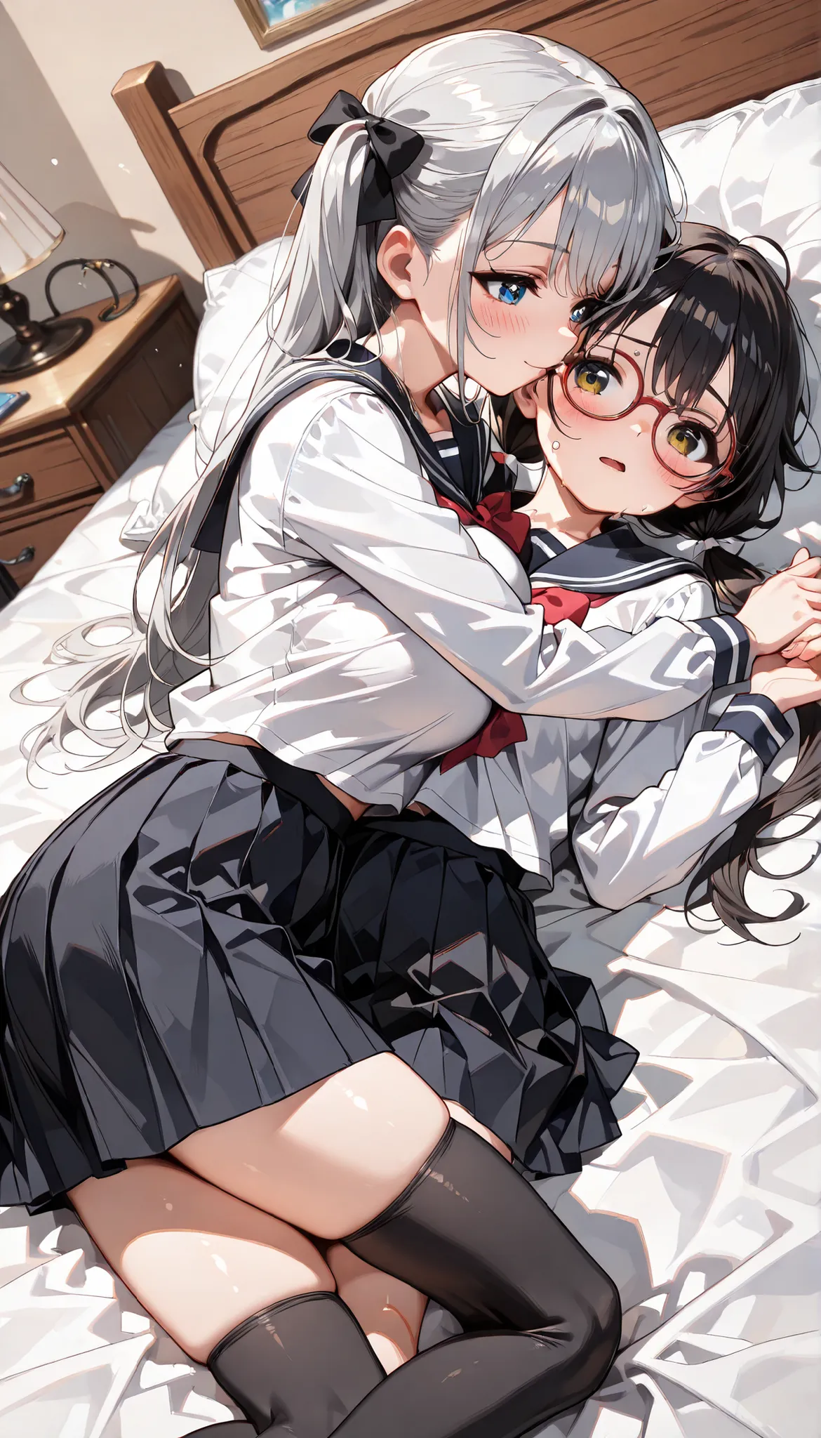 ((ultra-detailed)), (highly detailed CG illustration), (best quality:1.2), ultra-highly detailed, colorful composition, artistic photoshoot, 2 girls, duo focus,cowboy shot, moe anime character, 2 girls, dainty facial structure, baby face, round face, round...