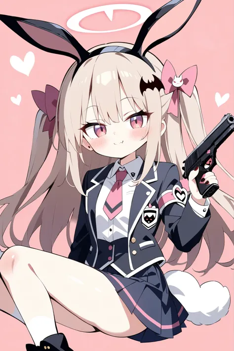 １people、solo,Bat Bunny、Evil Rabbit、black rabbit、walking on two legs、holding a handgun、Usagi-san、agent style,Evil Organization、Rabbit agent,stylish work