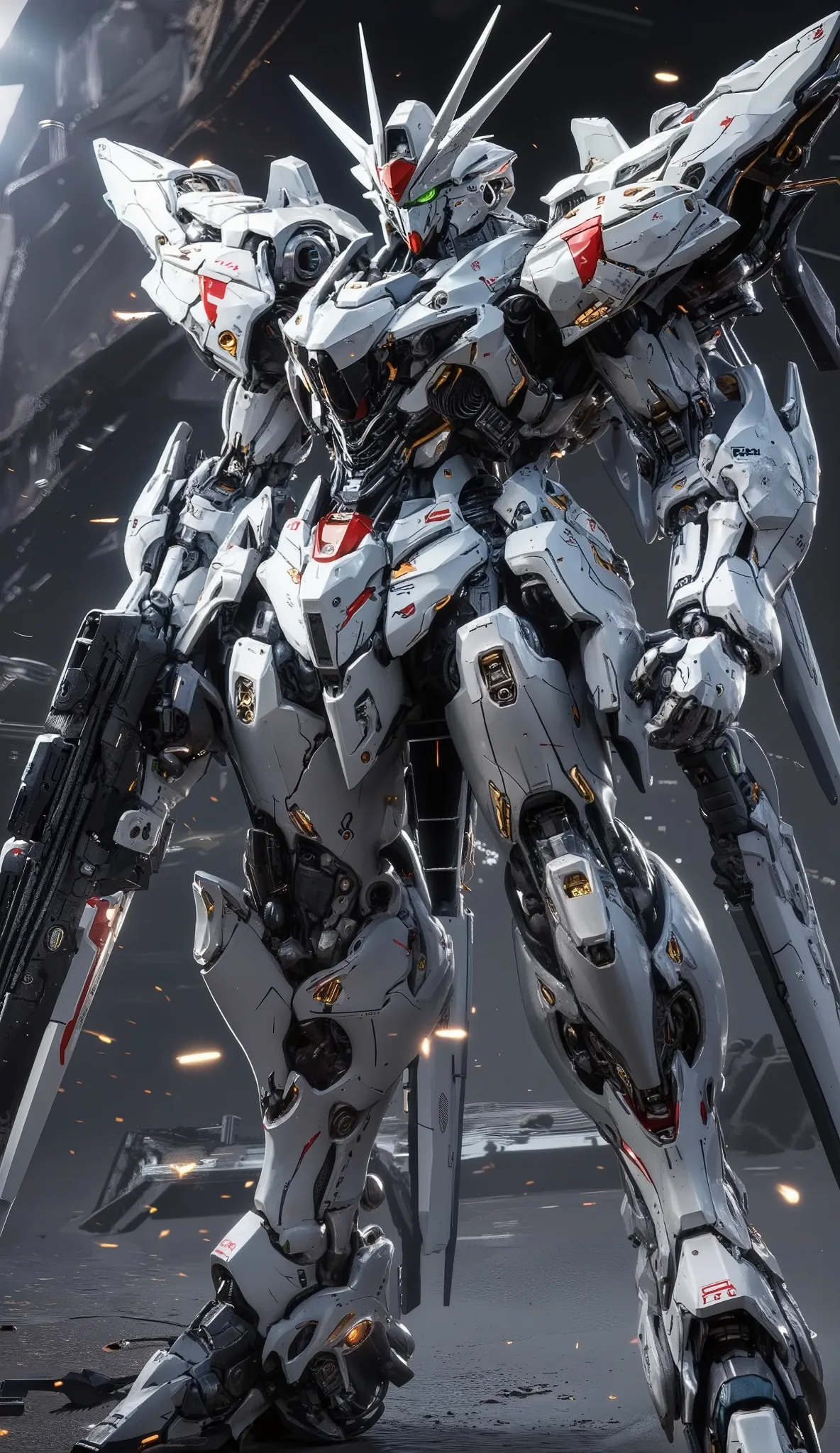 Oblique Low Angle Shots,hyperrealism art
Robots like Freedom Gundam, upper body closeup, Portrait Style,
Mechanical parts, Futuristic city ruins, Poses with guns, action scene, FLYING ,
Dynamic Composition, low angle between mountains, green_Dual Eye, g...