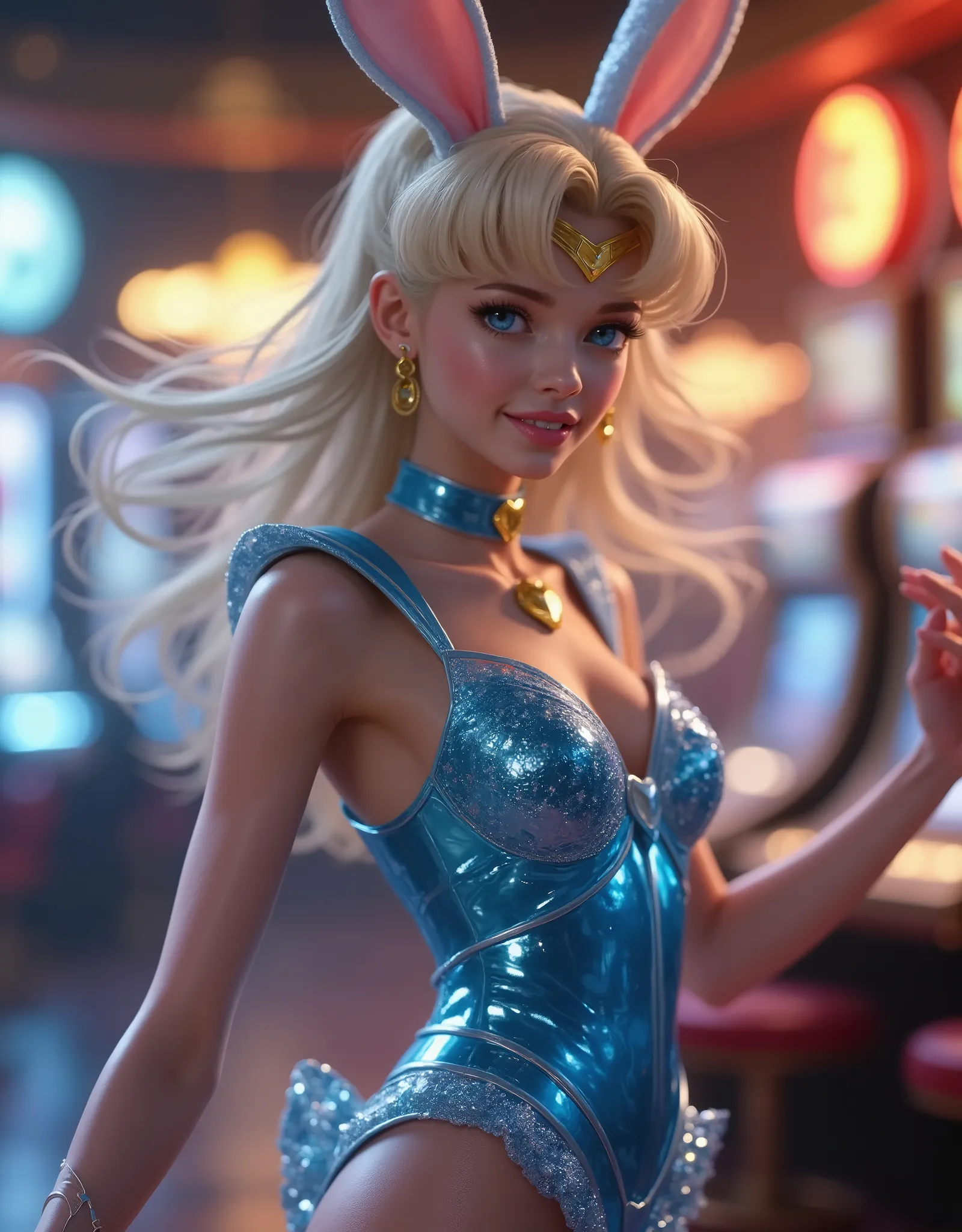 UHD, retina, accurate, (anatomically correct), masterpiece, super detail, best quality, 8k, super detail, extremely precise in every detail, beautiful detailed glow, beautiful attention to detail, beautiful detailed eyes, porcelain skin, (One Playboy-bunny...