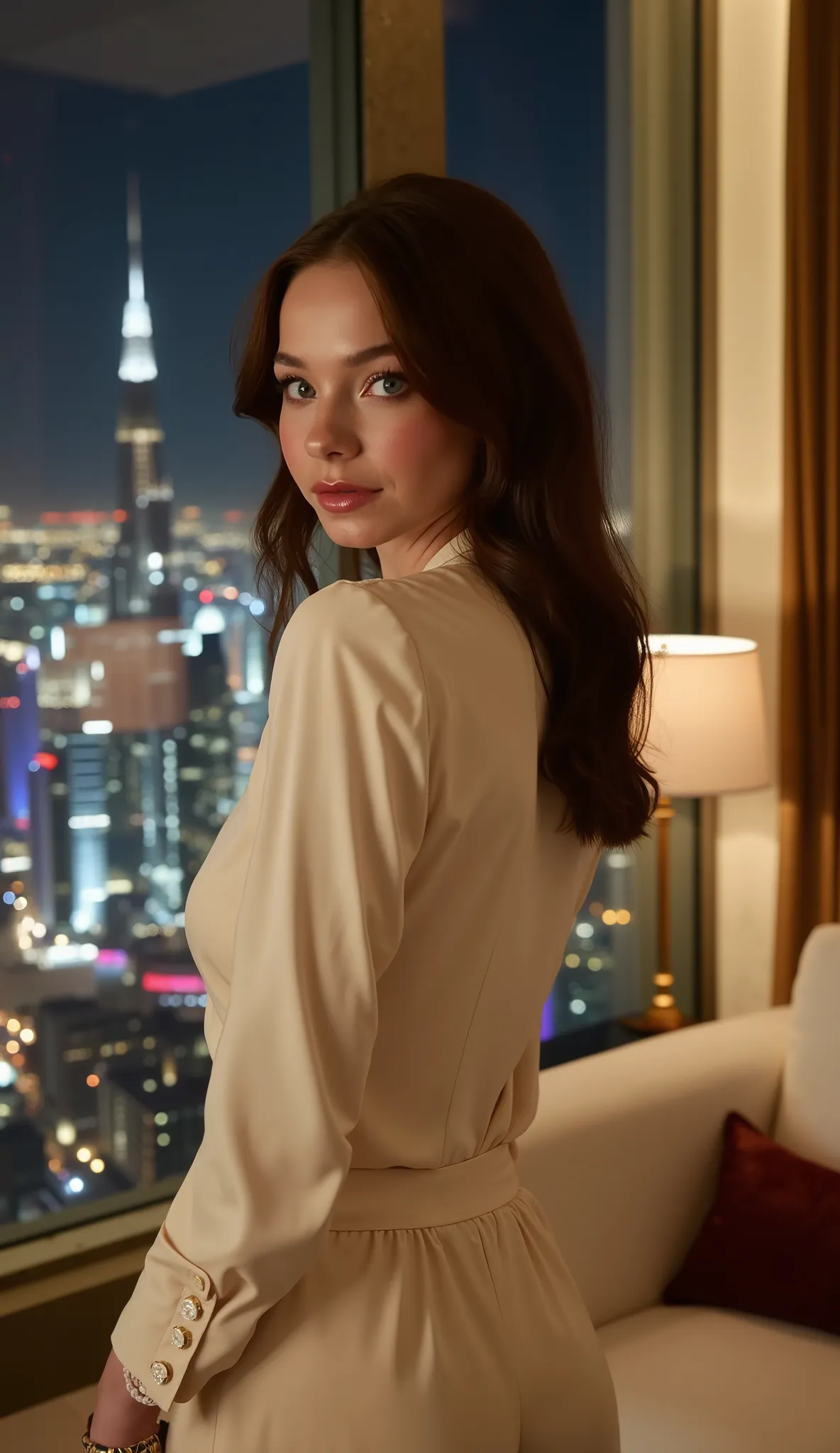 (Photorealistic masterpiece:1.4), (8K UHD:1.3), (Hasselblad H6D quality), (studio lighting with rim light and softbox:1.3), elegant model, (genetic perfection:1.2), (dewy skin texture with natural subsurface scattering), (perfectly contoured cheekbones), (...