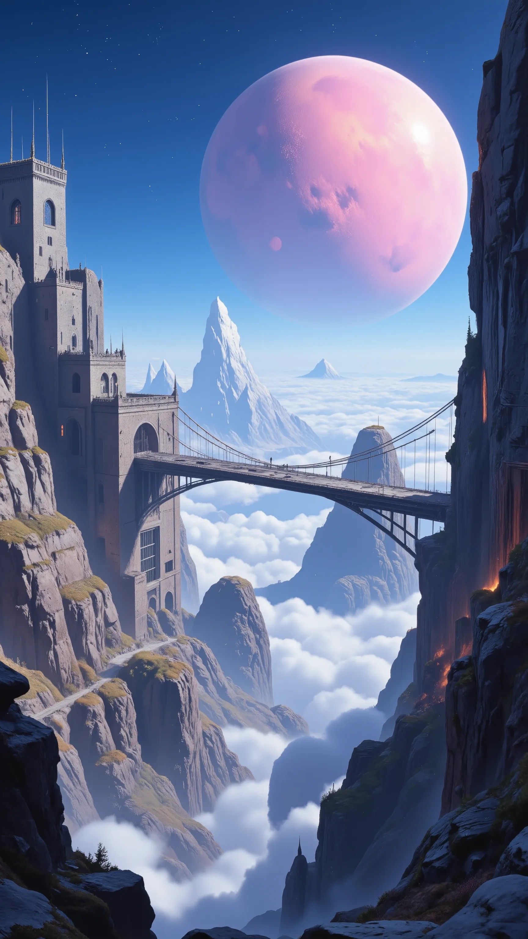 The、City of Bridges Over Clouds Close to Space、Lost City Pictures、Picturesque Backgrounds、Digital image of a temple、High Resolution Background Has a Castle、A dreamy city above the clouds、Highly Detailed Digital Image、highly detailed digital painting、detail...
