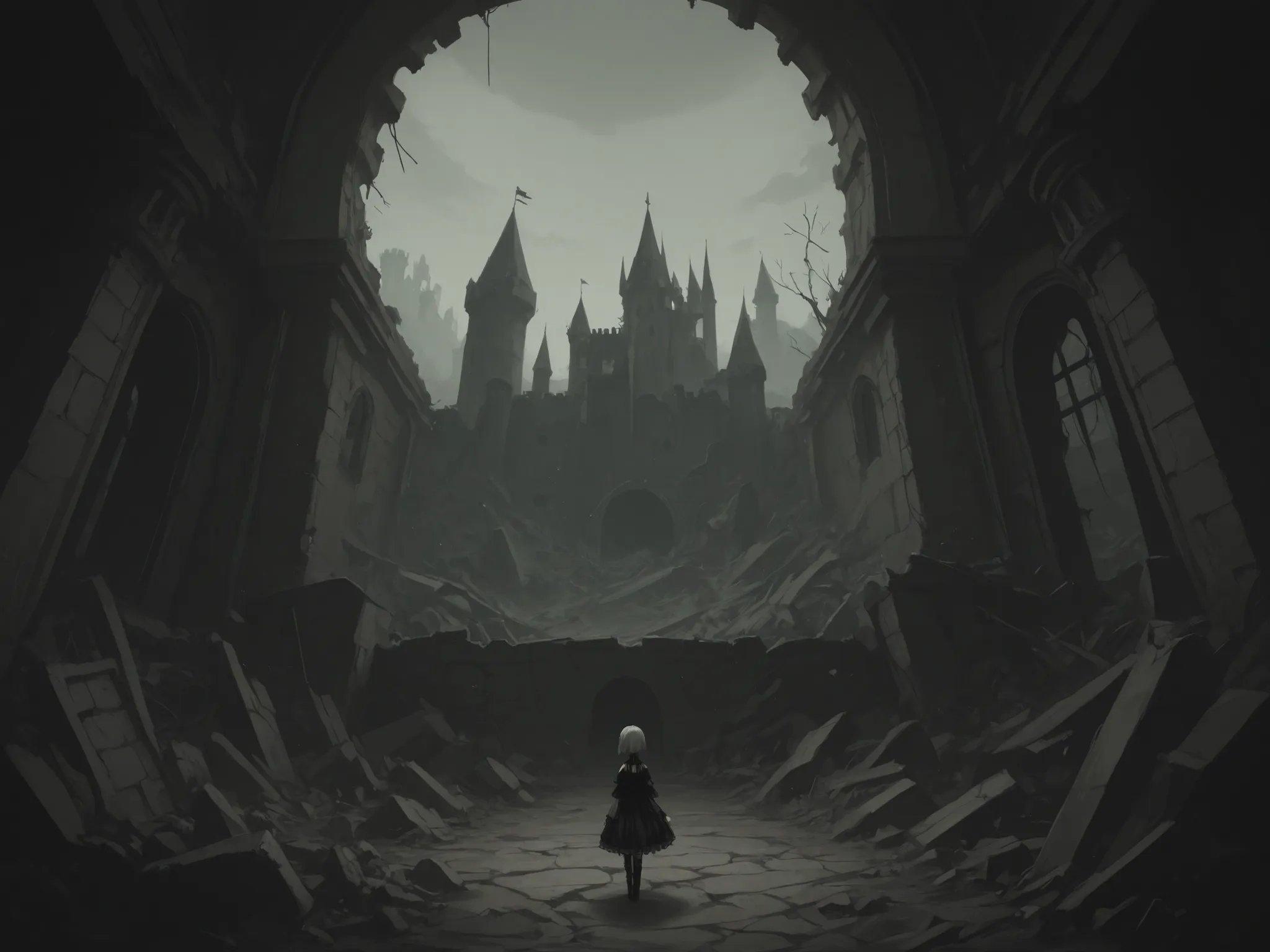 Castle ruins, gothic, background