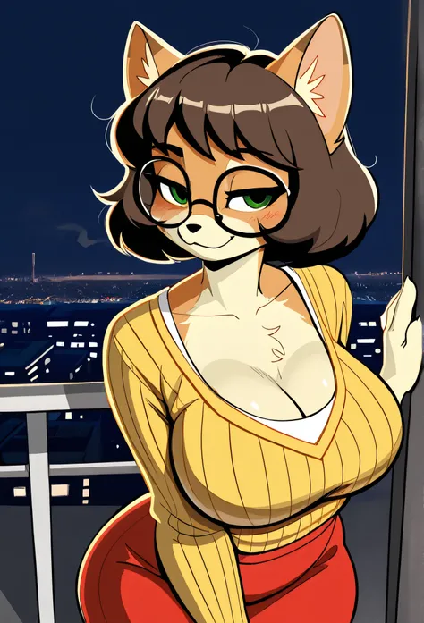 (Masterpiece, better quality), hairy:1.3, snout:1.2, The second:1.3, hairy:1.2, Amazing Quality, very aesthetic, absurd, Highres, new , HDR-10, 8K, cinematographic, professional photo, a girl, (((Sillycat :1.25))), big breasts, (Small but curvy), glasses, ...