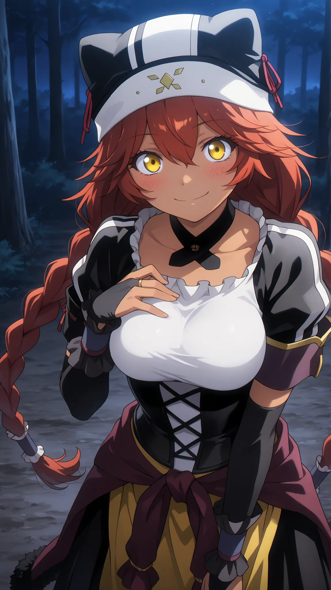 Lupusregina_Beta, overlord \(maruyama\)
High quality ,  best quality , masterpiece,  High Resolution , detailed face( LoRA: Lupusregina),anatomically correct, detailed hair Style( LoRA: Lupusregina),
solo, 1 girl
red hair, twin braids, long hair, hair tube...