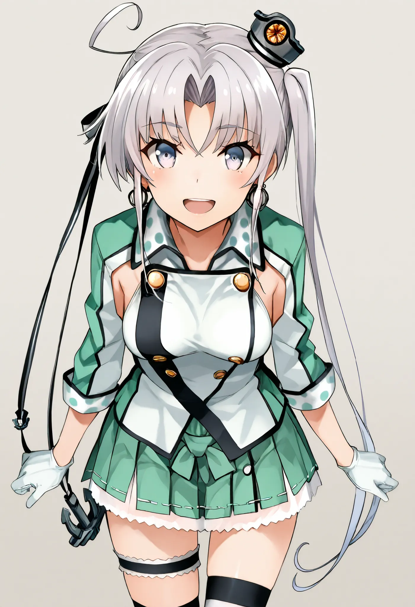 Akitsushima (KANCOLLE)  
one girl, solos, detailed skin, Smiling, Open your mouth,
score_9,score_8_up, score_7_up, Source_Anime, masterpiece, top quality, official art, official style,  game CG, 
akitsushimaKC, long hair, hair ornament, thighhighs, jewelry...