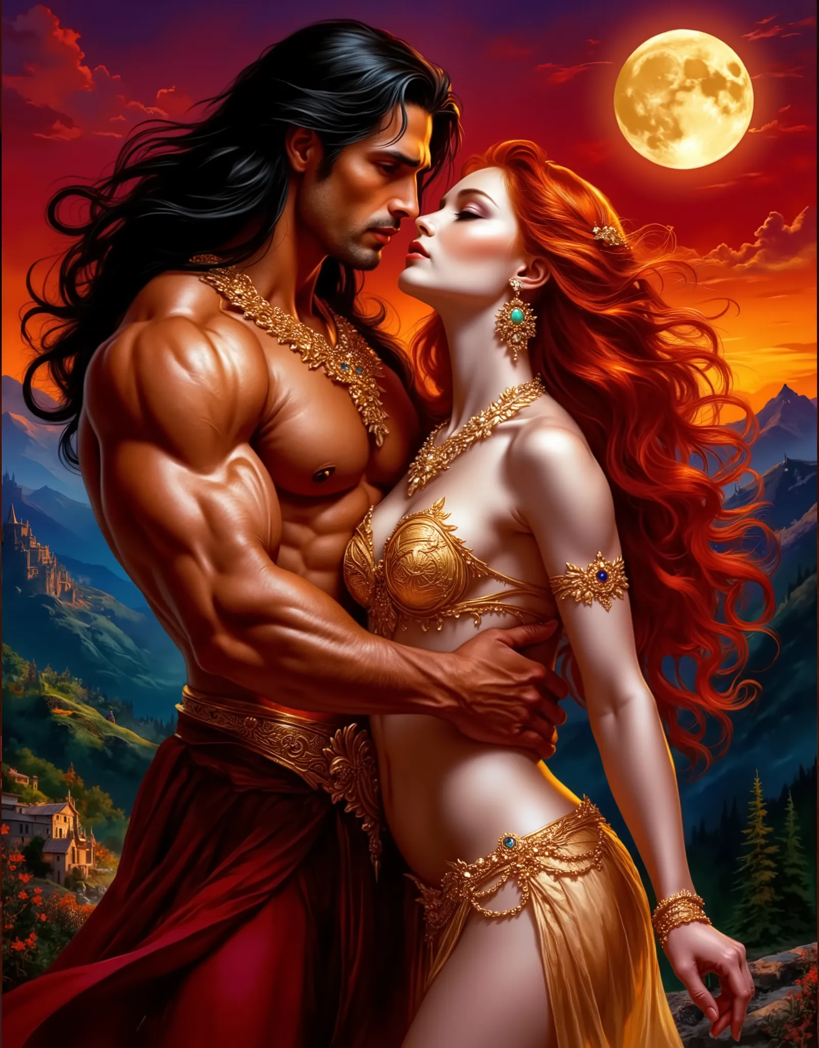 (((EXTREMELY DETAILED ULTRA-REALISTIC FOREGROUND 3D RENDER: 1.4))) digitalart of fantasyThe book cover is fabulously beautifully contrasting,centuries The growth of a handsome muscular manA talian, a black-haired black dragon wings, breathes down the neck ...