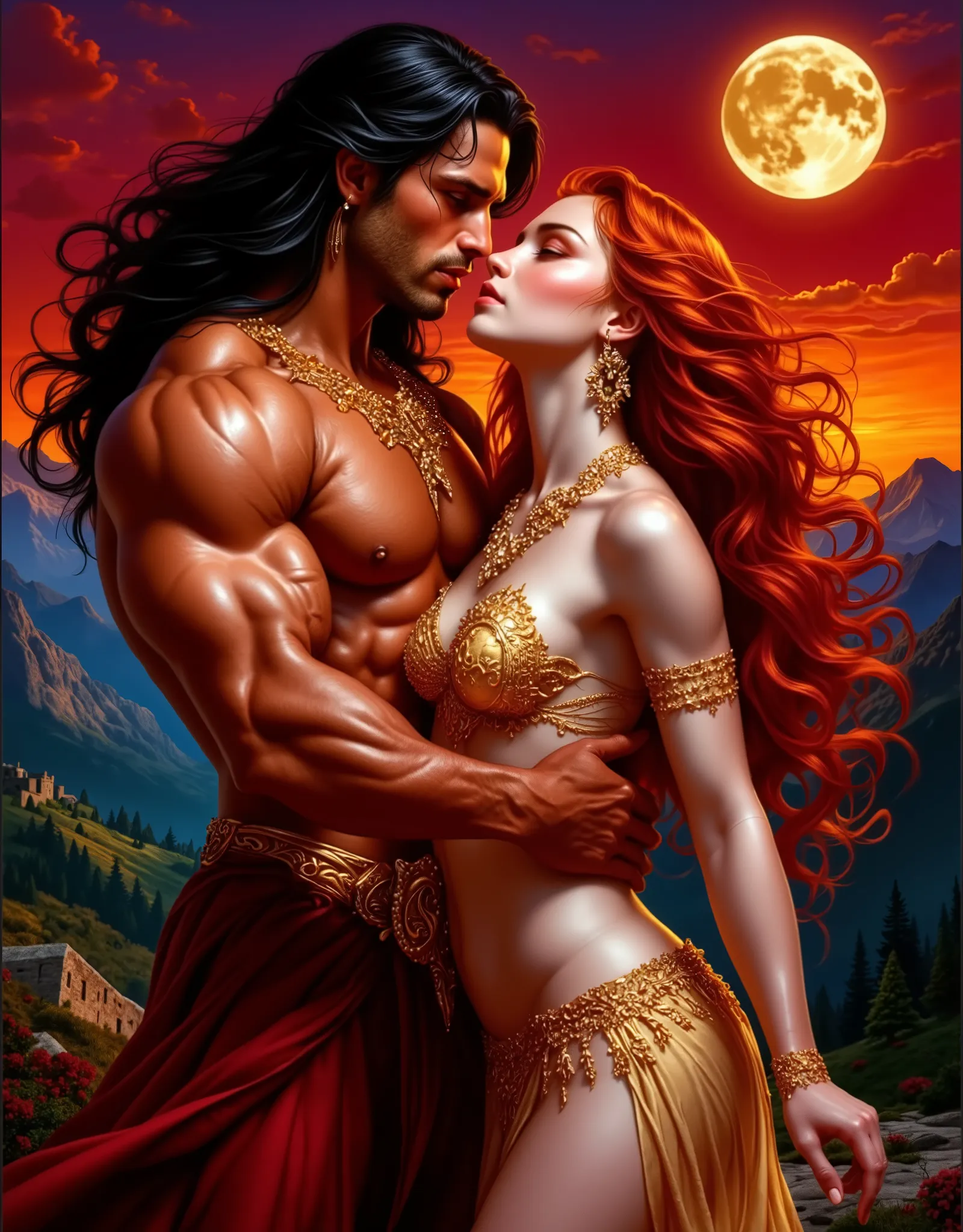 (((EXTREMELY DETAILED ULTRA-REALISTIC FOREGROUND 3D RENDER: 1.4))) digitalart of fantasyThe book cover is fabulously beautifully contrasting,centuries The growth of a handsome muscular manA talian, a black-haired black dragon wings, breathes down the neck ...