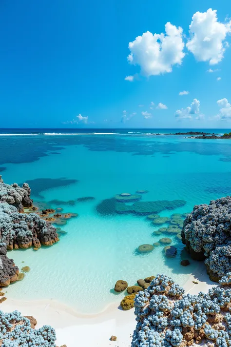 southern sea with coral reefs　Cobalt Blue　white sand beach