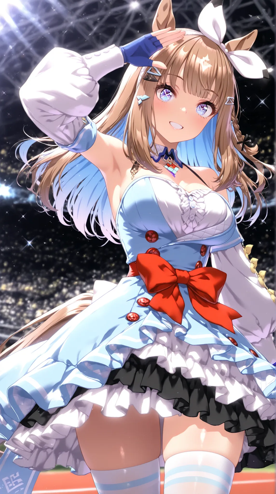 (masterpiece,best quality,,Ultra-high resolution,rich contrast,8k,Incredibly absurd,score_core_8_ up,score_7_ up),(nsfw1.2),break, ,1girls, {almond eye (umamusume)},blue eyes, x-shaped pupils, sparkling eyes,brown hair, blue hair,colored inner hair,blue fi...