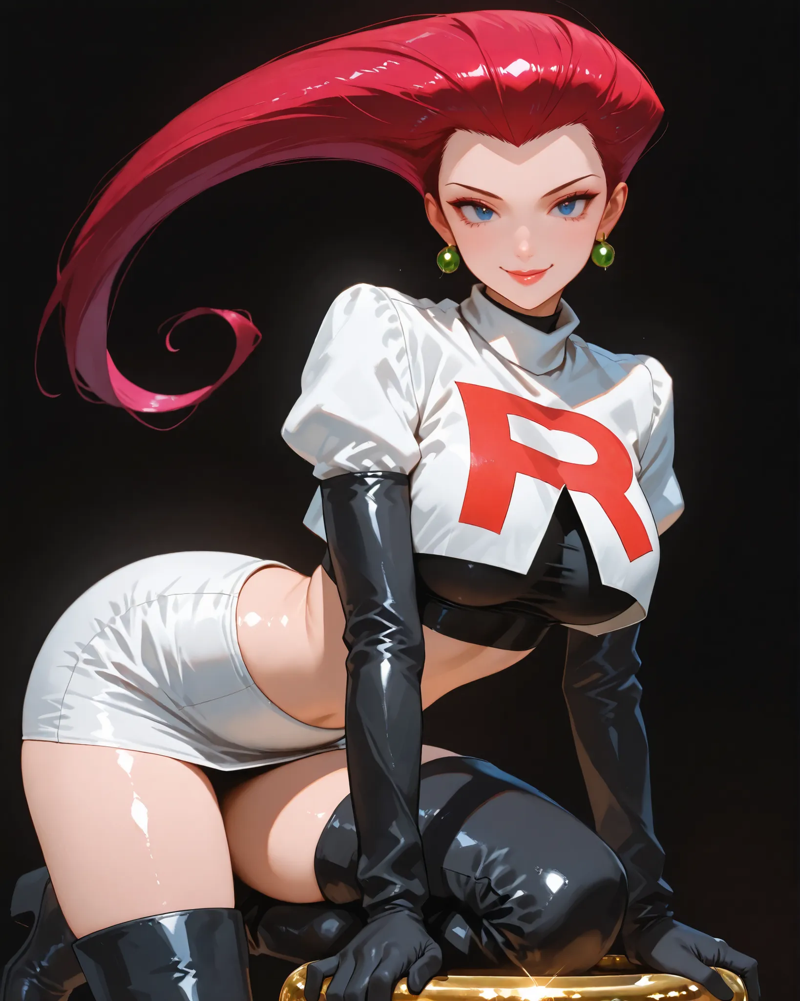 closeup, Sluisap, eyes、usnr、GBF_style、748cmstyle、32K、Semi-realistic、 super detailed description 、Artwork、Original Works、 detailed color、 detailed eyes、 detailed lips 、 The Greatest Masterpiece、Professional work、normal breast, Pokemon Character , Jessie, Je...