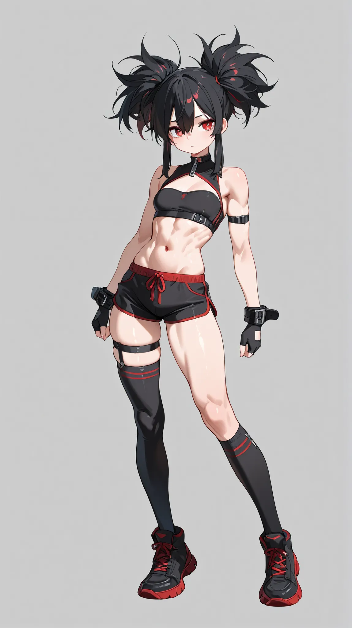 High Definition、Delicate Details、4K image quality、Full Body、toned body、moon、Runaway、Pupils dilated、Red Eyes、disheveled hair、simple background、agony、Attack
