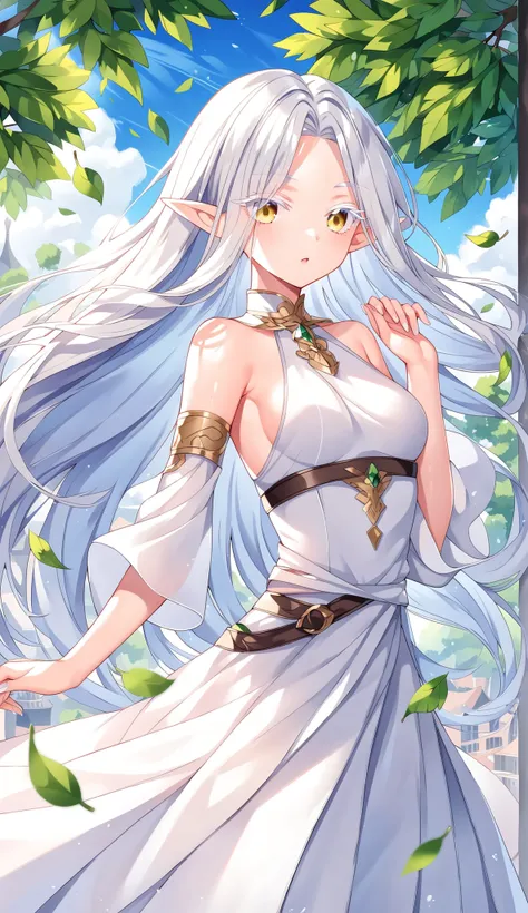 (Hair: parted bangs, very long hair, loose hair, streaked hair, (long sidelocks:1.5), very long sidelocks, white hair, light coloured hair).
(Eyes: light yellow eyes, eyes visible through hair, (thick eyelashes:1.3), colored eyelashes, (white eyelashes:1....