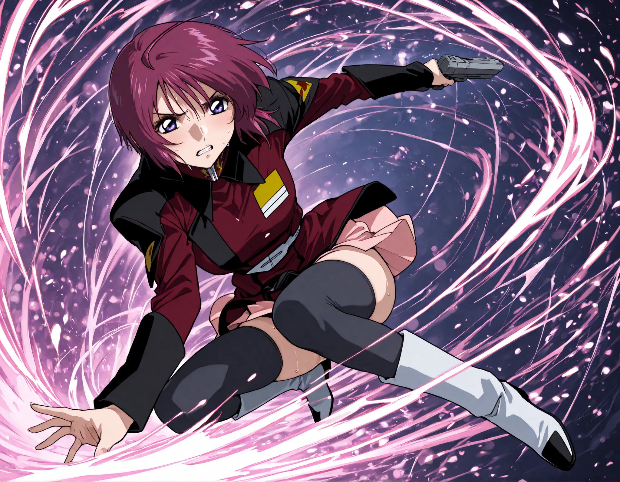 score_9, score_8_up, score_7_up,BREAK,masterpiece, best quality, absurdres,A very detailed and Hi-Res image、lightning crackling around 、safe 1girl,(solo),18 years old, (beautiful and detailed face),1girl,destiny jacket,LunamariaHawke,((destiny jacket)),((r...