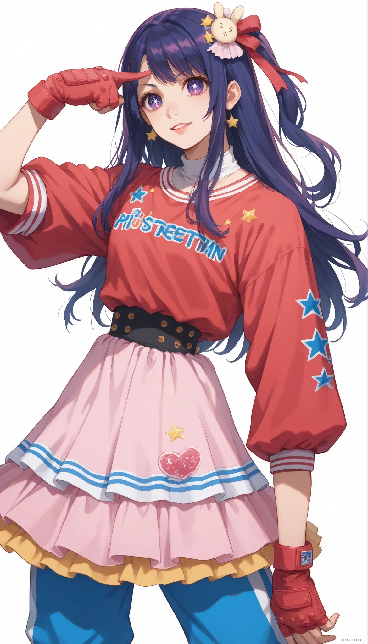hoshino_ai_oshi_no_ko (((street style clothing))) , (((hiphop outfit)))