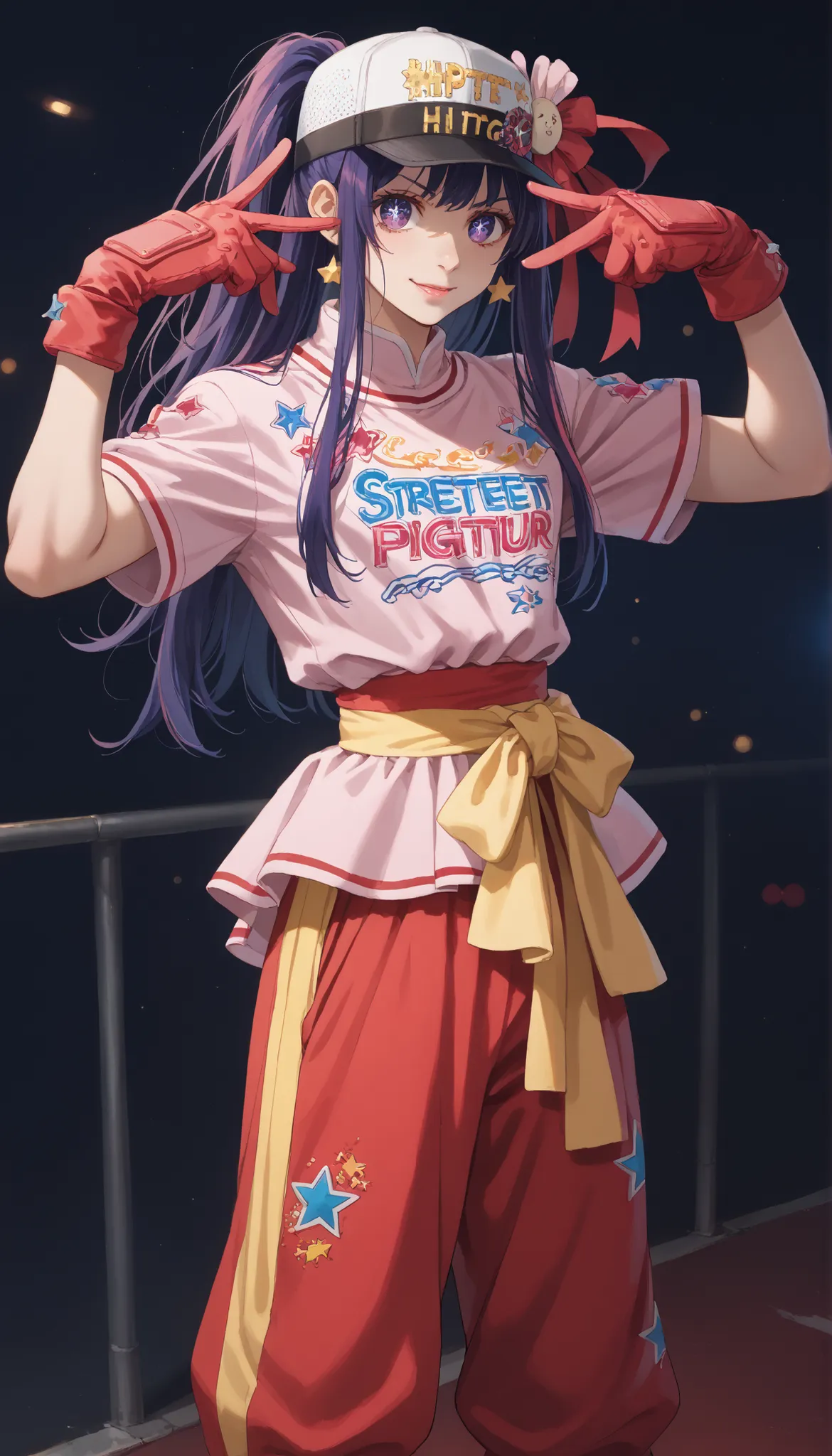hoshino_ai_oshi_no_ko (((street style clothing))) , (((hiphop outfit)))