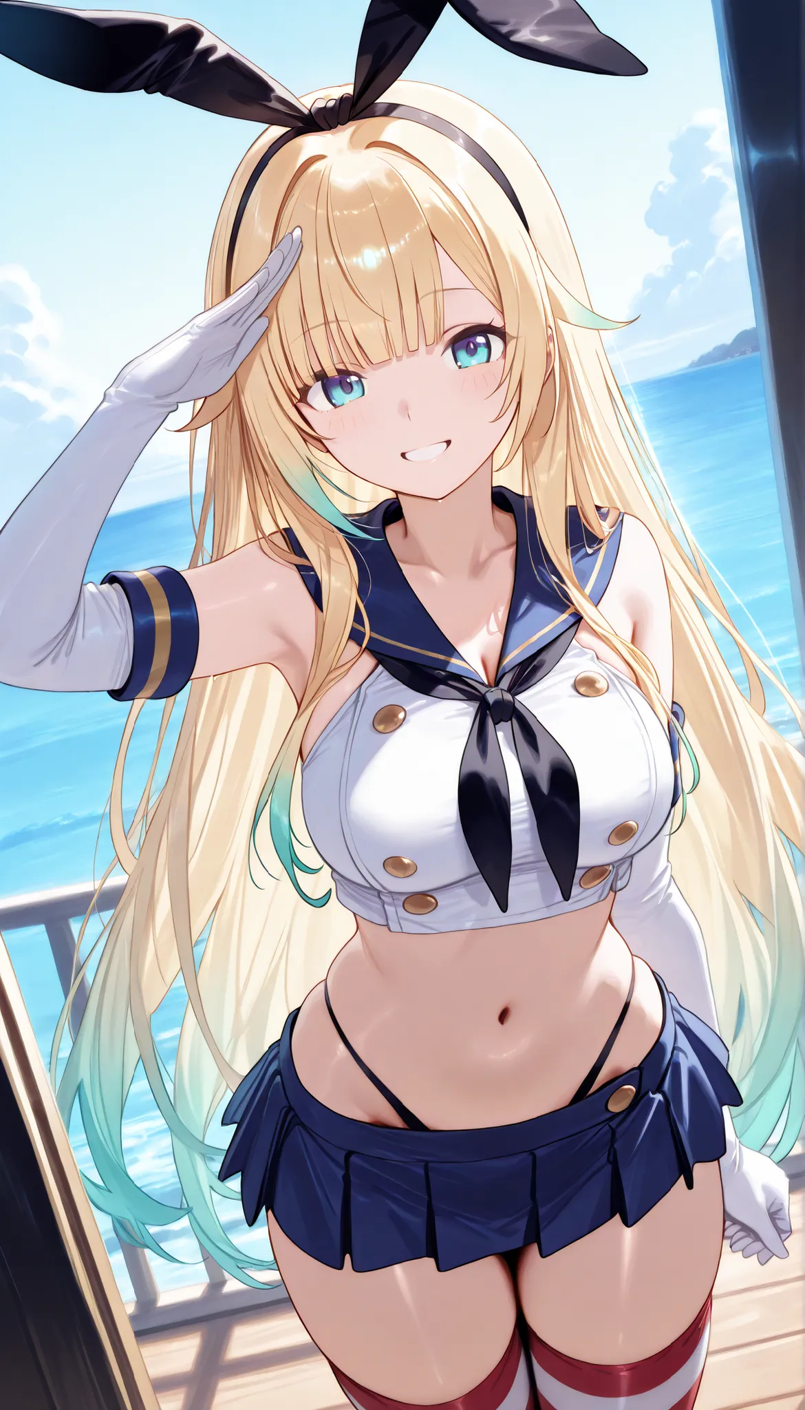 masterpiece, score_9, score_8_up, score_7_up, anime, pinup, Supreme Masterpiece, perfect eyes, perfect face, Best Quality, high resolution, aizawa ema, 1girl, virtual youtuber, blonde hair, aqua hair, gradient hair, long hair, very long hair, blunt bangs, ...