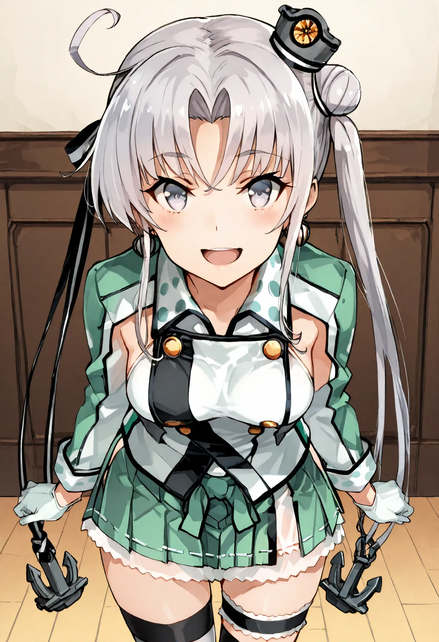 Akitsushima (KANCOLLE)  
one girl, solos, detailed skin, Smiling, Open your mouth,
score_9,score_8_up, score_7_up, Source_Anime, masterpiece, top quality, official art, official style,  game CG, 
akitsushimaKC, long hair, hair ornament, thighhighs, jewelry...