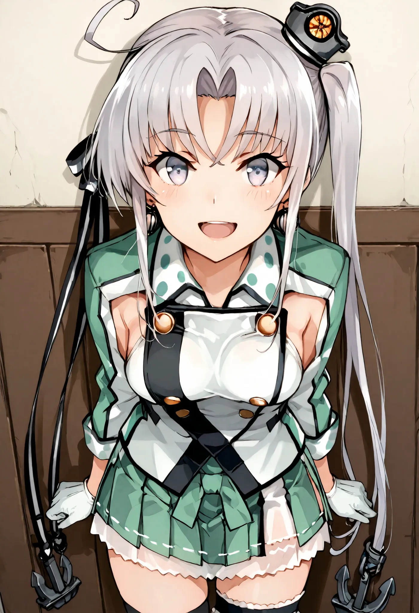 Akitsushima (KANCOLLE)  
one girl, solos, detailed skin, Smiling, Open your mouth,
score_9,score_8_up, score_7_up, Source_Anime, masterpiece, top quality, official art, official style,  game CG, 
akitsushimaKC, long hair, hair ornament, thighhighs, jewelry...