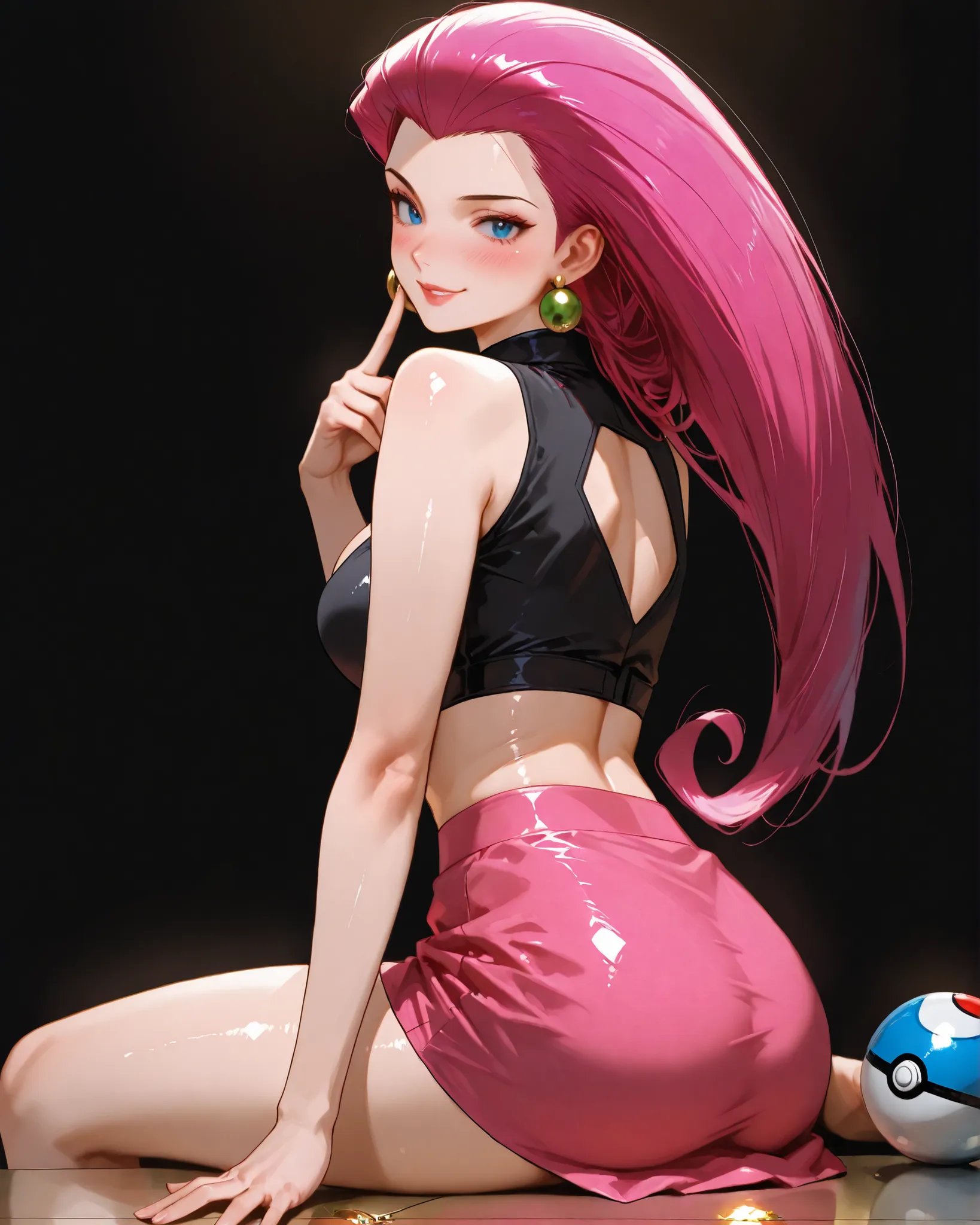 closeup, Sluisap, eyes、usnr、GBF_style、748cmstyle、32K、Semi-realistic、 super detailed description 、Artwork、Original Works、 detailed color、 detailed eyes、 detailed lips 、 The Greatest Masterpiece、Professional work、normal breast, Pokemon Character , Jessie, Je...