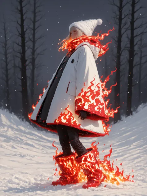 capa negra,white coat,Fire Winter,flame-proof snow clothing,high contrast