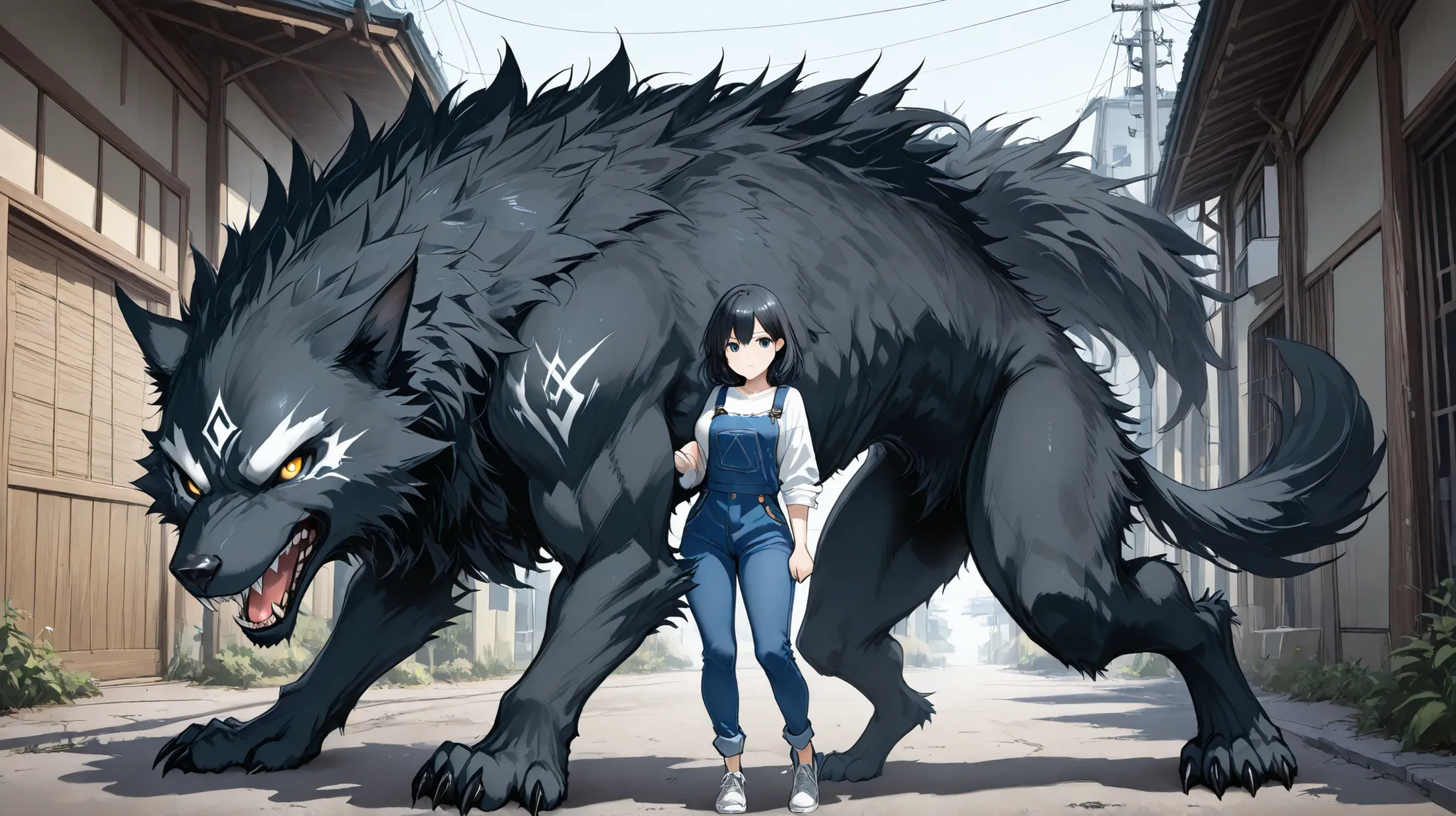 Design the name "Lob-O-man" in a decorative, wild-human hybrid style. The letters should be skin-colored, resembling living flesh, partially covered with black hair, as if transforming into a werewolf. The letter "O" should be the only one without hair—cle...