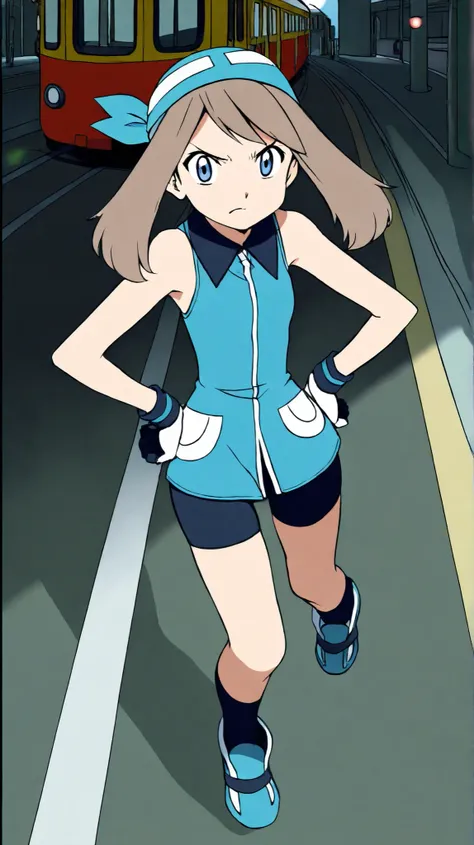 ((anime screenshot, anime coloring, )) SapphireBirchILXL, ((top quality)), ((masterpiece)), ((details)), solo, 1girl, two legs, two arms, tall, anime coloring book, 1 woman, 8, Full Body, slim figure, Brown hair color , twin tail, blue eyes, big , Angry Fa...