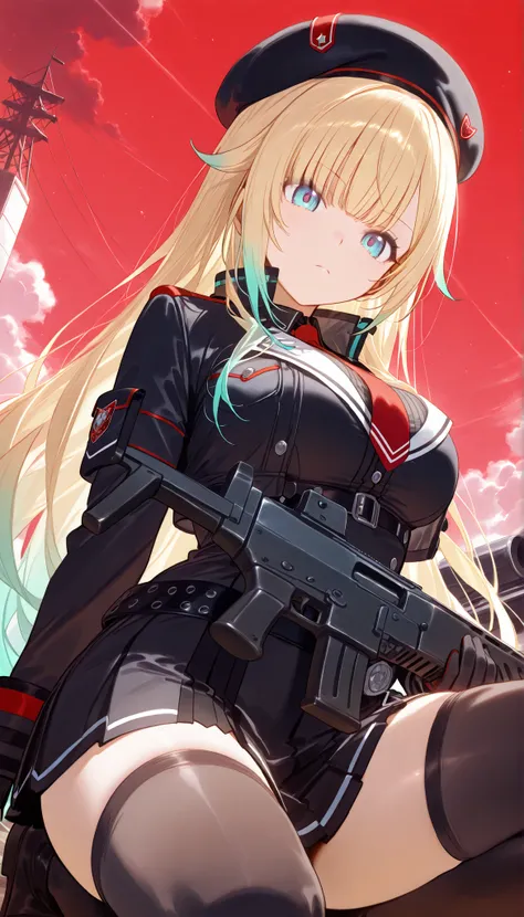 masterpiece, score_9, score_8_up, score_7_up, anime, pinup, Supreme Masterpiece, perfect eyes, perfect face, Best Quality, high resolution, aizawa ema, 1girl, virtual youtuber, blonde hair, aqua hair, gradient hair, long hair, very long hair, blunt bangs, ...
