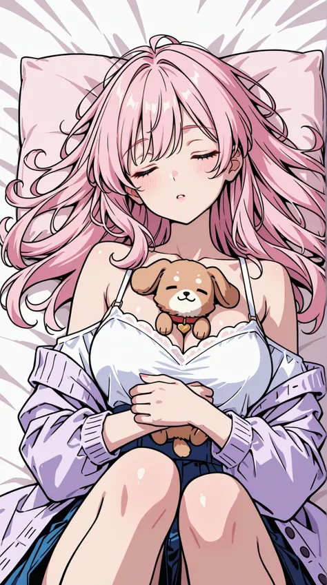 womanhood, Puppy sleeping on her chest, 