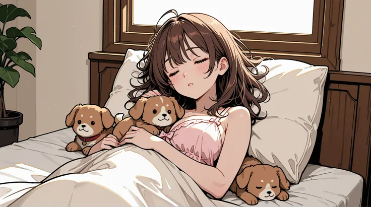 womanhood, Puppy sleeping on her chest, 