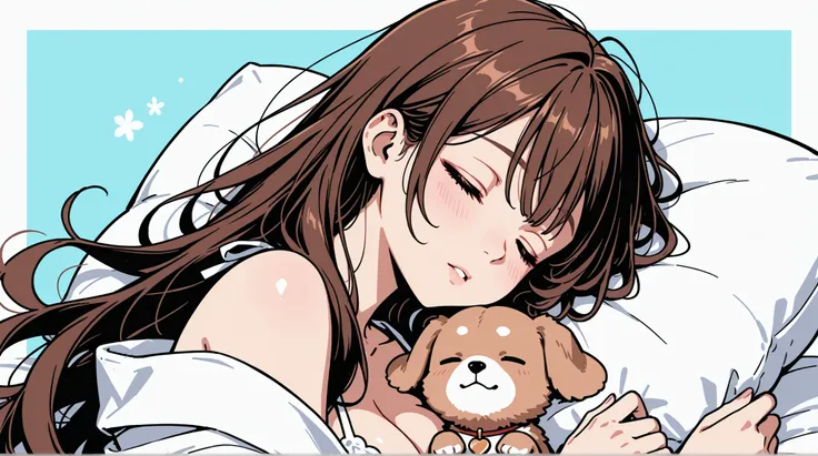 womanhood, Puppy sleeping on her chest, 